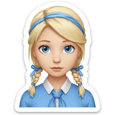 blonde girl with tied hair and blue eyes sticker
