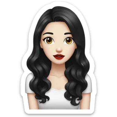 Beautiful young woman,Black hair,long hair,White skin,oval face,big eyes,Blackeyes,Redlips,Chinese sticker