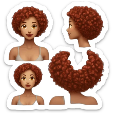 Beautiful round face Lightskin woman with short red curls sticker
