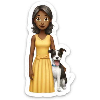 girl with dog in dress sticker