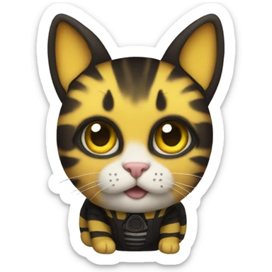 Cat wearing a bumblebee costume sticker
