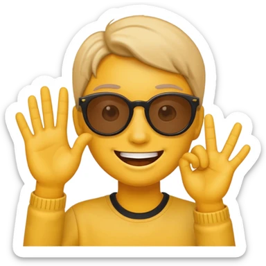 make me a emoji that is with summer glasses and a arm at the face smiling sticker