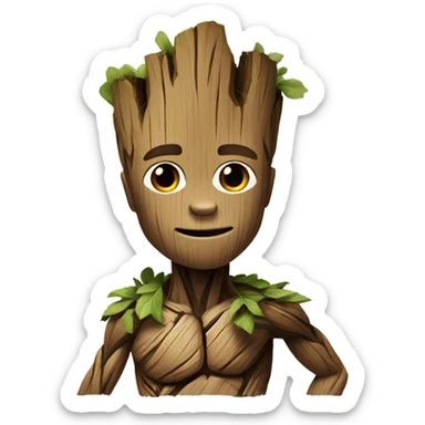 groot with mullet haircut sticker