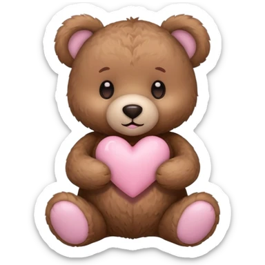 stuffed teddy holding light pink heart sticker