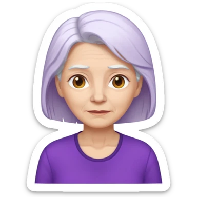 older woman with white hair...now add purple shirt  sticker