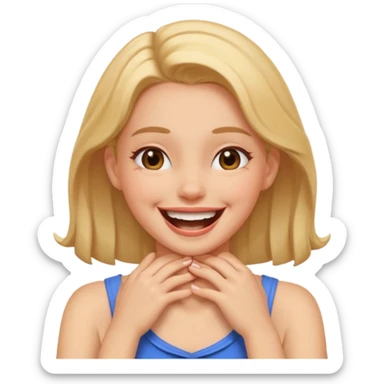 hands on neck laughing girl sticker