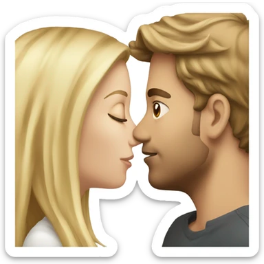 White guy brown hair kissing a blonde white girl sticker