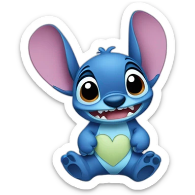 Stitch disney avec coeur sticker