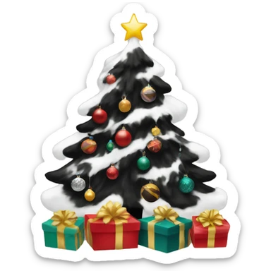 black Christmas gifts under a white Christmas tree  sticker