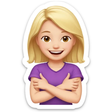 girl with arms crossed and laughing sticker