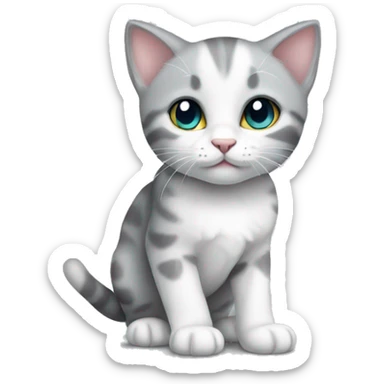 Grey and white kitten sticker