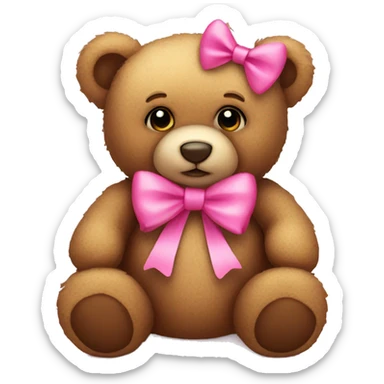teddy bear with pink bow sticker