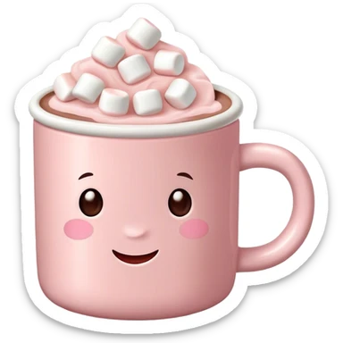 Light Pink mug of hot chocolate with marshmallows  sticker