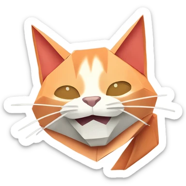 cat smiling origami saumon sticker