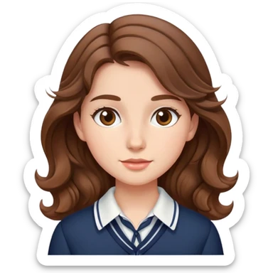 a girl with wavy hair wearing a perppy outfit sticker