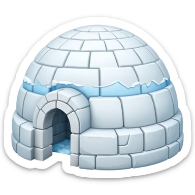 igloo with snow covered half of the top sticker