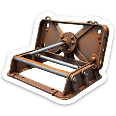 Realistic rusty bear trap open on forest ground, sharp metal jaws, detailed steel texture, natural lighting sticker