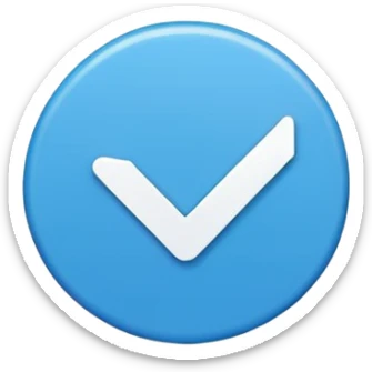 Simple blue circle check mark badge, minimal flat style, transparent bg --ar 1:1 sticker