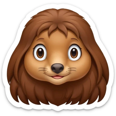 Female mole animal with long brown hair sticker