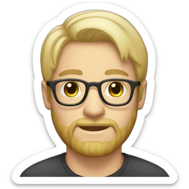 white blonde male with glasses and trimmed beard sticker