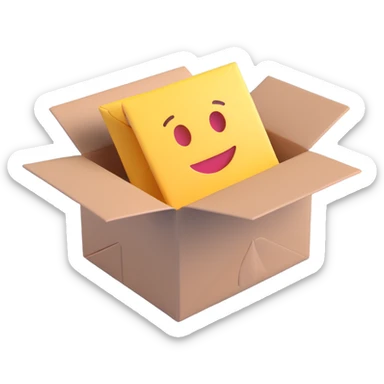a box and an envelope together, 3D emoji style sticker