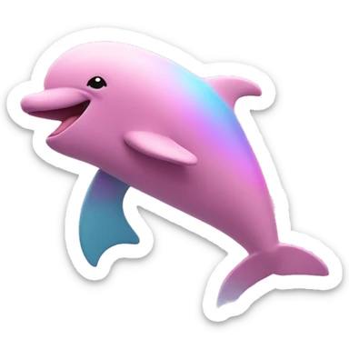 Pink ocean with pink dolphin and rainbows in the pink sky sticker
