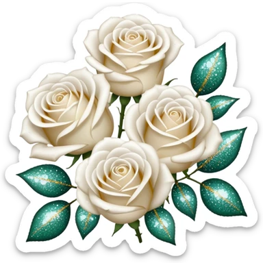 Glitter White Roses sticker