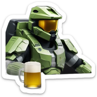Master chief drinking beer sticker