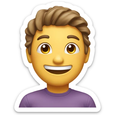 a smiling blushing face emoji with kicking feet behind its head and hands holding its head sticker