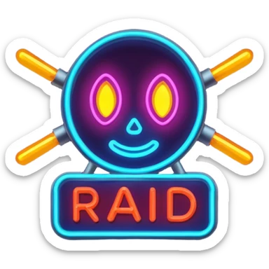  a neon sign that says RAID sticker
