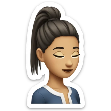 A girl with closed eyes and a high ponytail  sticker