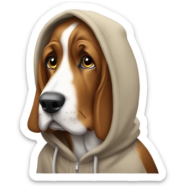 Brown Bassett hound in hoodie sticker