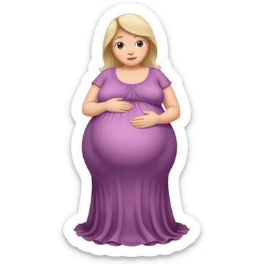 very heavily pregnant overdue lady with very large belly  sticker