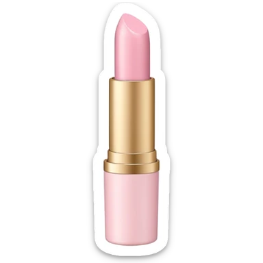 Pastel pink lipstick tube, sleek and minimal, soft shadows sticker