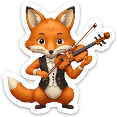 Fox playing playing violin sticker