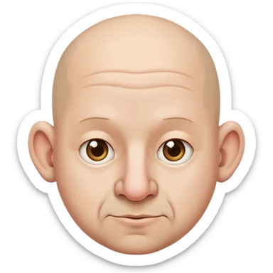 Bald guy with big ears, big nose and a little fatty sticker