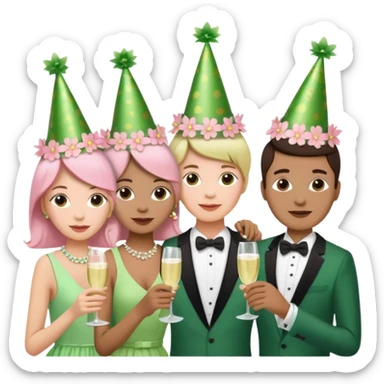 light green and light pink floral party sticker