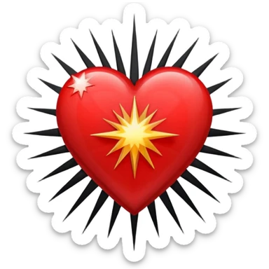 heart with black and red starburst sticker