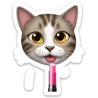 Cat putting lipgloss sticker