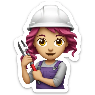 Female electrician with purplered hair and tools  sticker