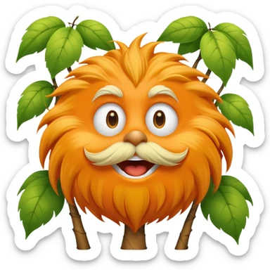 orange lorax character with yellow mustache who speaks for the trees sticker