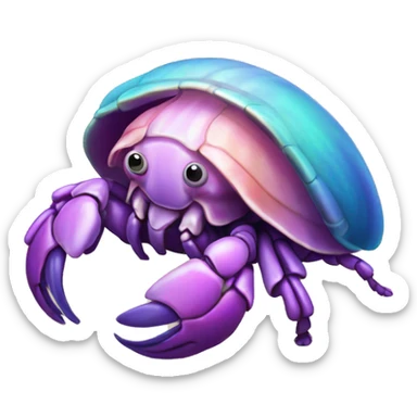 Purple pink blue green smiling hermit crab less leggu sticker