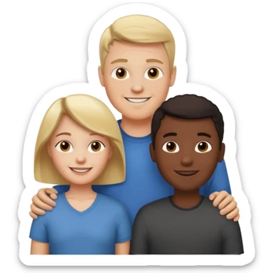 two white parents standing behind their black son sticker