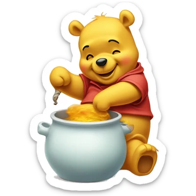Winnie the Pooh with hunny pot sticker