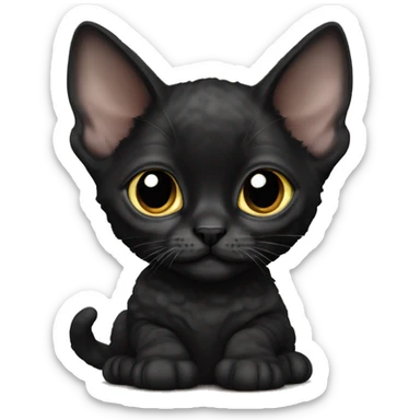 Black Devon Rex kitten sticker