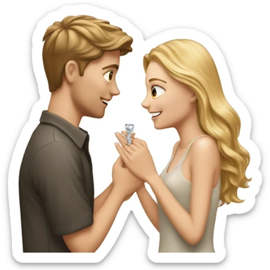white boy proposing with engagement ring to white girl  sticker
