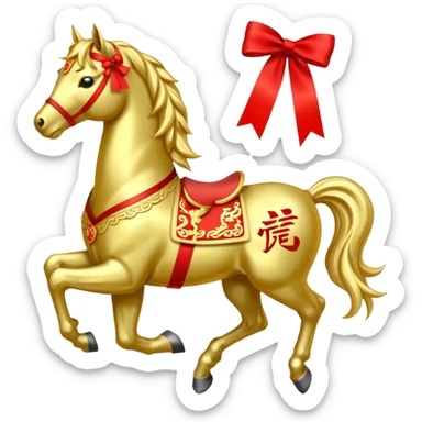 Chinese new year 马，我要有新年气氛的… 可以加 新年快乐 2026 字眼吗？ sticker