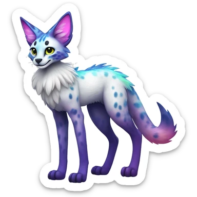 Cute Kawaii Epic Ethereal Sparkly Colorful Sergal-Serval-Vernid full body sticker