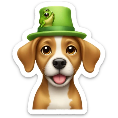 Cute dog waring a cute frog hat sticker