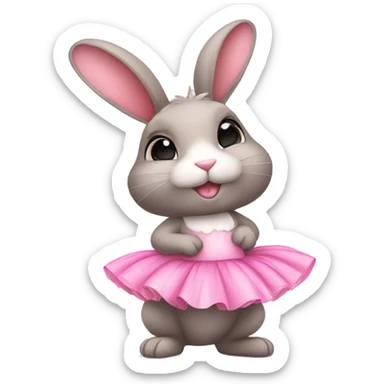 Beautiful bunny in pink tutu with butterfly on the nose magical  sticker